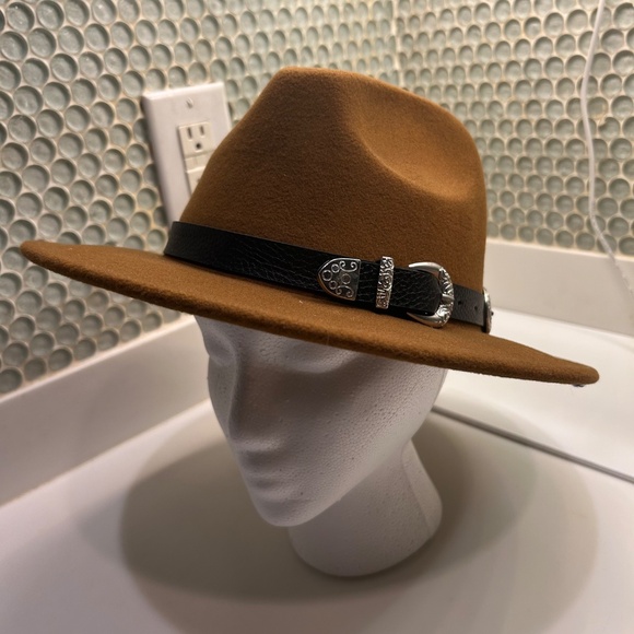 Women's Time and Tru Hat One Size Adjustable Fedora Soft Felt Wide Brim - Picture 2 of 7